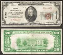 $20 1929-1 NBN=FIRST NATIONAL BANK McKEES ROCKS, PA Pennsylvania
