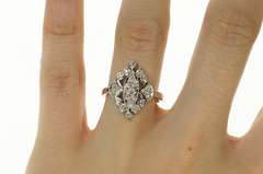 10K White Gold Ornate Filigree Diamond Elaborate Statement Ring
