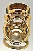 LADIES 14 KT YELLOW SMOKEY QUARTZ RING