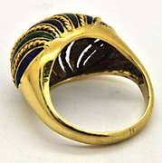 18KT YELLOW GOLD LADIES DOME RING WITH ENAMEL