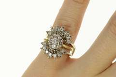 14K White Gold 0.50 Ctw 1950's Diamond Cluster Engagement Ring