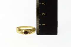 18K Yellow Gold Oval Garnet CZ Accent Ornate Statement Ring