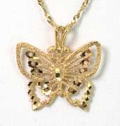 Detailed Filigree Butterfly Necklace in 14KT Yellow Gold