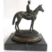 Horse Jockey Racing Equine Art Tribute Thoroughbred Bronze Marble Statue Gift