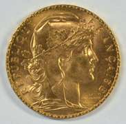 Superb Gem BU 1914 France 20 Francs Gold 'Rooster' coin