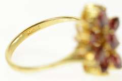 14K Yellow Gold Oval Garnet Diamond Statement Cocktail Ring