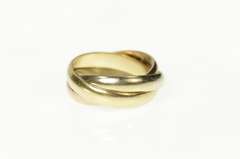 9K Yellow Gold Tri Tone Rolling Three Band Trinity Ring