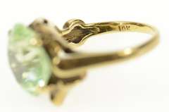 10K Yellow Gold Art Nouveau Ornate Lime Quartz Cocktail Ring
