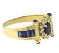 Handsome 18kt Blue Sapphire and Diamond Ring