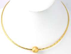 Textured Omega Bead Necklace in 14KT Yellow Gold