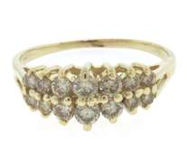 Handsome Yellow Gold Diamond Pyramid Ring