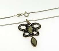 Italian Sterling Silver Marcasite Butterfly Necklace