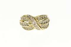 10K Yellow Gold 0.48 Ctw Wavy Criss Cross Channel Diamond Ring