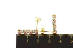 10K Yellow Gold Ruby Diamond Dangle Chain Statement Earrings