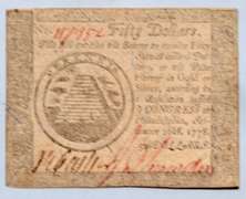 $ 50 Sept 26 1778 Continental Congress Note