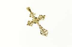 14K Yellow Gold Ornate Filigree Cross Christian Faith Pendant
