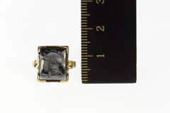 10K Yellow Gold Carved Hematite Intaglio Retro Statement Ring