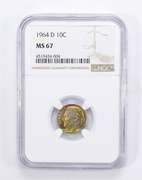 MS67 1964-D Roosevelt Dime - Toned - Graded by NGC