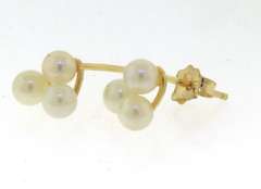 Nice Yellow Gold Triple Pearl Earrings