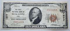 $ 10 Merchants Exchange Bank Of Muscatine Iowa 1929 National Currency Note