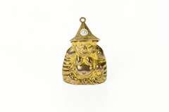 14K Yellow Gold Puffy Ornate Buddha Pearl Hat Buddhist Charm/Pendant