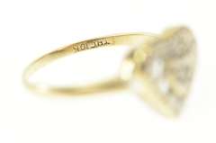 10K Yellow Gold Diamond Inset Retro Heart Love Promise Ring