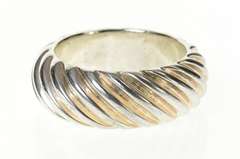 Sterling Silver 29.5mm Grooved Puffy Twist Bangle Statement Bracelet