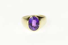 14K Yellow Gold Oval Amethyst Solitaire Graduated Statement Ring