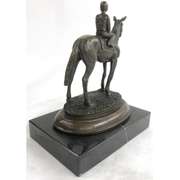 Horse Jockey Racing Equine Art Tribute Thoroughbred Bronze Marble Statue Gift