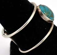 Interesting Open-Shank Turquoise Ring in Sterling
