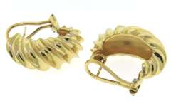 Remarkable Heavy 18kt Ridged Hoop Earrings