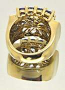 14K YELLOW GOLD TANZANITE AND DIAMOND RING.