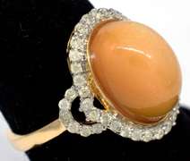 Terrific Opal & Diamond Ring in Vermeil