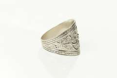 14K White Gold Ornate Graduated Damask Swirl Statement Ring