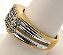 MEN'S 10K WHITE AND YELLOW GOLD DIAMOND RING