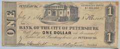 $ 1 Bank Of The City Of Petersburg Va July 1 1861