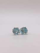 14kt Solid White Gold Blue Topaz Stud Earrings