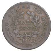 1804 Draped Bust Half Cent - Spiked Chin