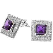 1 1/5 CARAT AMETHYST STERLING SILVER EARRINGS