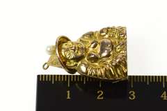 14K Yellow Gold Puffy Ornate Buddha Pearl Hat Buddhist Charm/Pendant