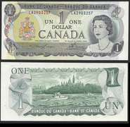 $1 1973 Bank Of Canada Red and Blue Serial Numbers