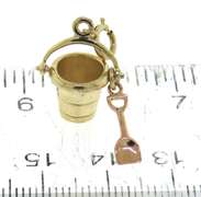 Charming Yellow Gold Beach Pail and Shovel Charm