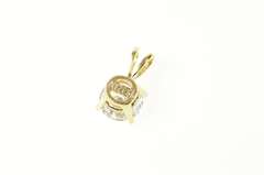14K Yellow Gold Round Solitaire Classic Statement CZ Pendant