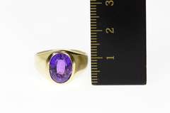 14K Yellow Gold Oval Amethyst Solitaire Graduated Statement Ring