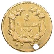 1856 $3.00 Indian Princess Head Gold Three Dollars