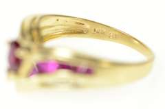 14K Yellow Gold Pear Syn. Ruby Diamond Chevron Statement Ring