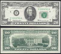 $20 1969 FRN Gutter Fold Through Jackson's Face