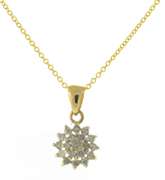 Glowing Yellow Gold Diamond Cluster Pendant on Chain