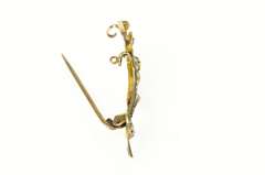 9K Yellow Gold Victorian Ornate Seed Pearl Floral Vine Pin/Brooch