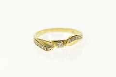 14K Yellow Gold Classic Diamond Wavy Promise Engagement Ring